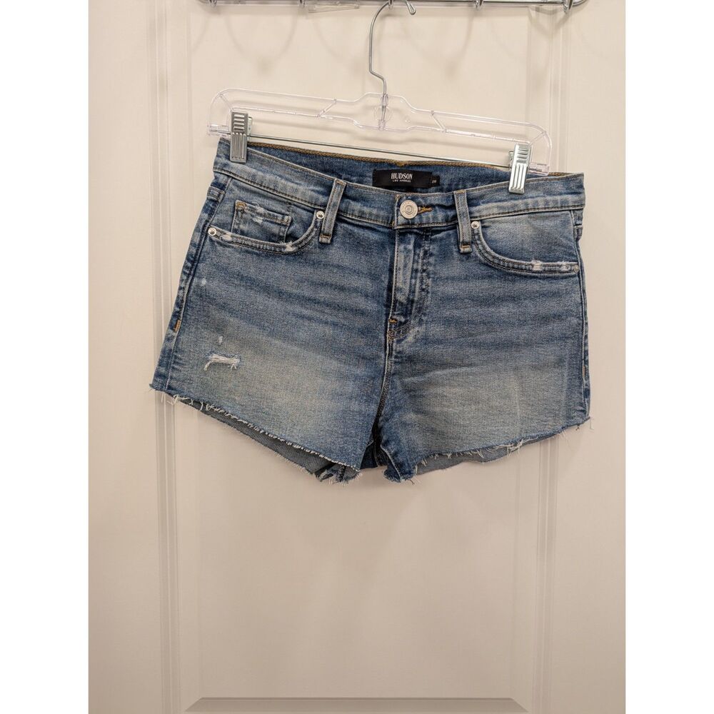 Hudson Gemma Size 26 Cutoff Denim Shorts Blue Distressed Raw Hem Stretch